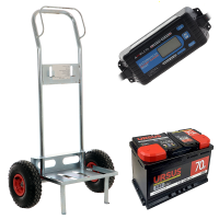Full kit: Geotech trolley + 70Ah battery + Awelco Automatic 20 battery charger