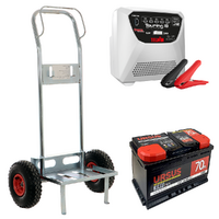 Full kit: Geotech trolley + 70Ah battery + Telwin Touring 18 battery charger