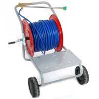 Hose reel with cart + 100 mt 20 bar hose + spray lance