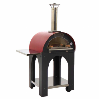 AgriEuro Premium Line Cibus Red - Forno a legna per pizza da esterno 60x60 - 2 pizze