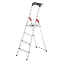 Hailo L60, 4 steps, 1.46 m - Aluminium step ladder with stand - Ultra-lightweight