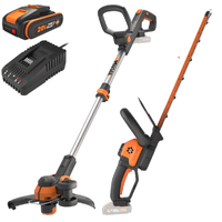 Worx WG918E - Cordless Hedge Trimmer + Grass Trimmer Kit - 20/2Ah