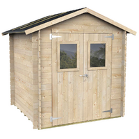 Alce Hobby 198x198 - Wooden garden shed - With windows and double doors - 198x198x215 cm