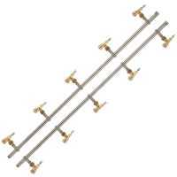 Pair of stainless steel spray booms with 5+5 brass conical nozzles