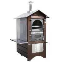 AgriEuro Top-Line Magnus 100 Deluxe EXT Inox - Outdoor Wood-fired Steel Oven - Copper Enamel