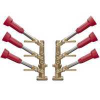 Pair of treatment brass spray guns with 3 + 3 nozzles