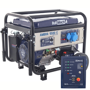 BullMach AMBRA 9500 E - 7.5 kW Wheeled Petrol Power Generator with AVR - DC 7 kW Single-phase + ATS