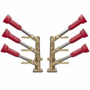 Pair of treatment brass spray guns with 3 + 3 nozzles